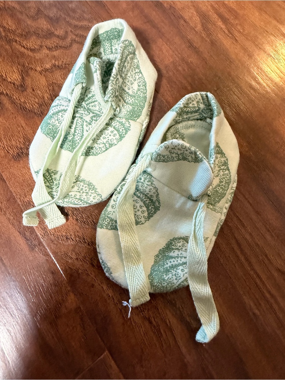 Light Green Printed Bamboo Baby Booties